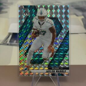 🔥 2025 Jaylen Waddle Panini Mosaic Silver Reactive Prizm Card. Miami Dolphins
